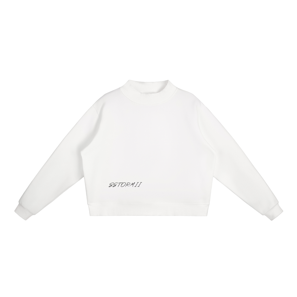 Essential Fleece Mock-Neck Crew Sweatshirt