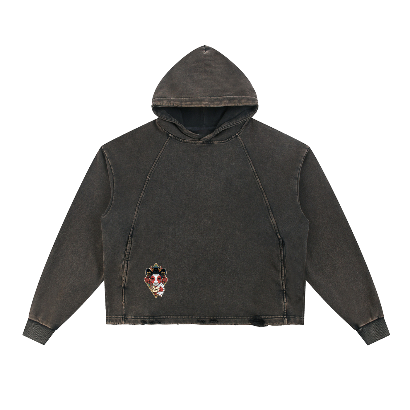Vintage Washed Frayed-Hem Hoodie
